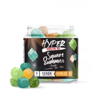 Buy Delta 10 Square Gummies Edibles Hyper Fruity 1250MG